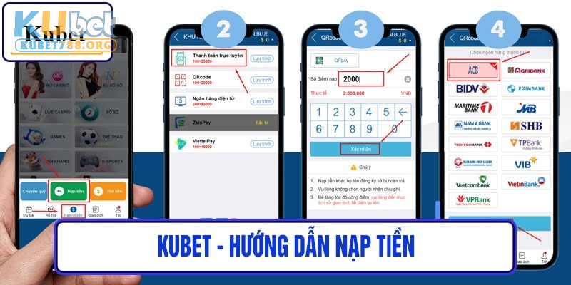 Áp dụng hình thức chuyển khoản ngân hàng khi nạp tiền Kubet 